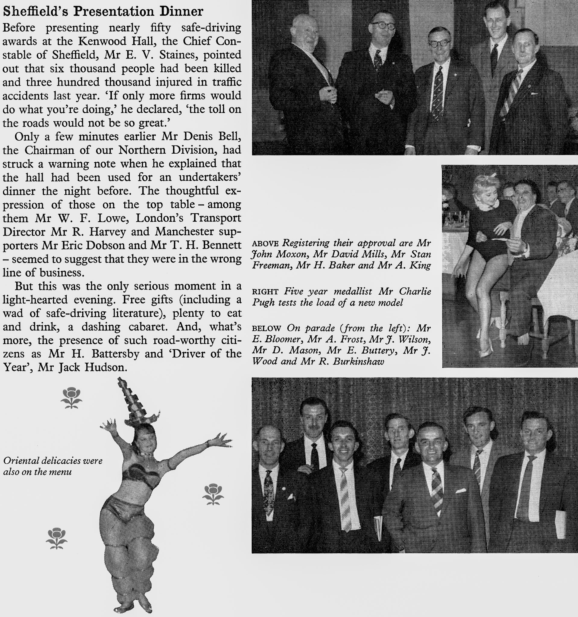 1960 Safe Driving Awards in Sheffield, complete with cabaret.  (Express News Summer)