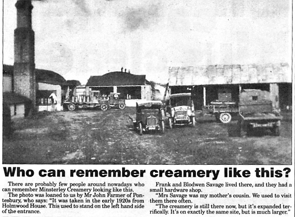 1920's Minsterley Creamery.(Courtesy Colin Middleton, Pontesbury past and present FB Group)