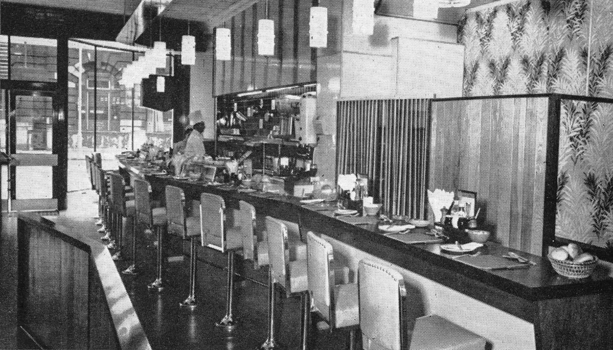 1960's City Road Express restaurant, with counter service. (From Express Story 1864 - 1964)