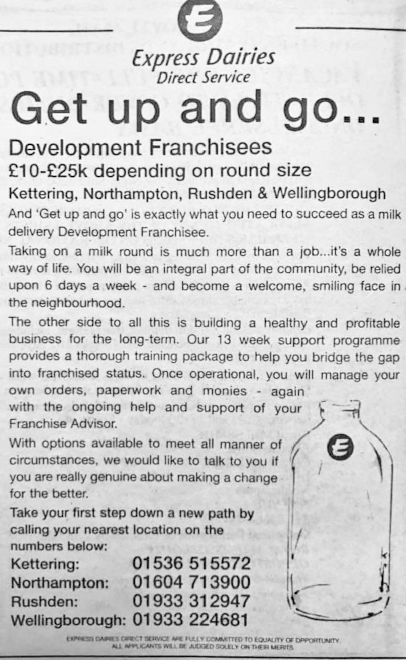 2000's? Express Franchisee advert (Courtesy Paul Smith)