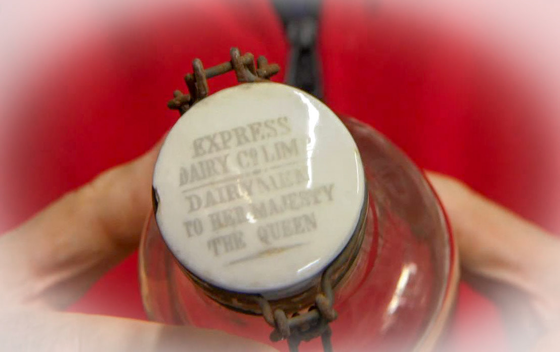 1890's? Early milk bottle. (Courtesy Steve Wheeler Milk Bottle Museum)