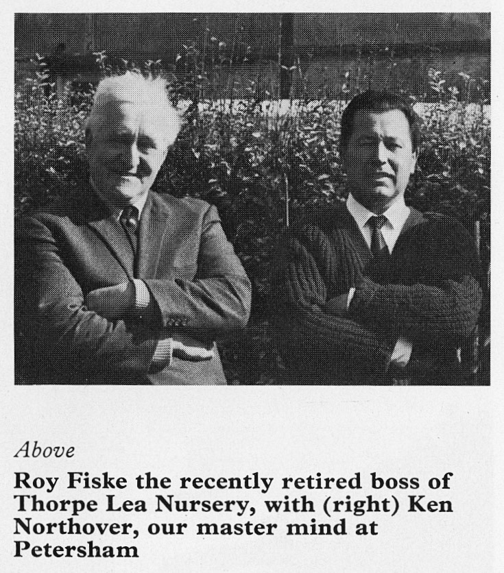 1975 Roy Fiske of Thorpe Lea Nursery with Ken Northover of Petersham Farm