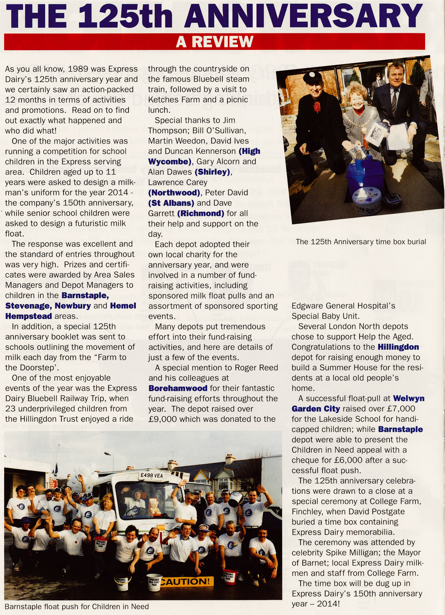 1990 Charity activities during Express's 125 Year Anniversary. (1990 April Tops Magazine)