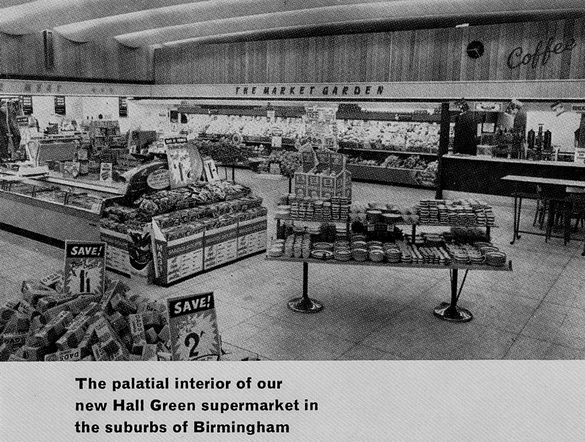 1963 Premier Supermarket at Hall Green, Birmingham. Extract from feature article by Raymond Seller, who joined Express to help edit 'Express News' (Express News Autumn)