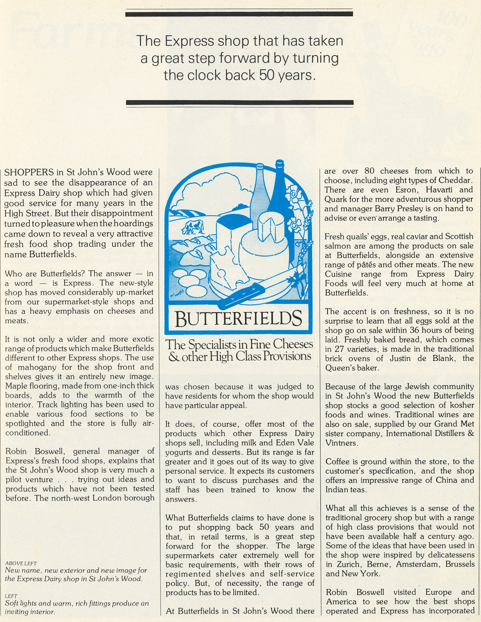 1982 Experimental shop re-branding at St John's Wood