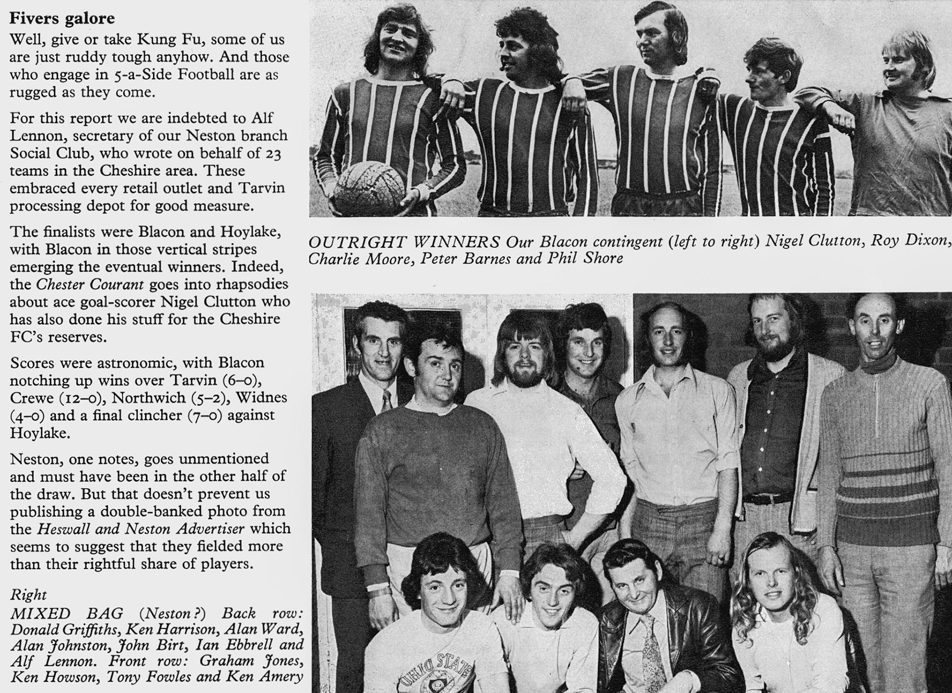 1975 Neston Social Club 5-a-Side teams from Blacon and Neston. (Express News Autumn)