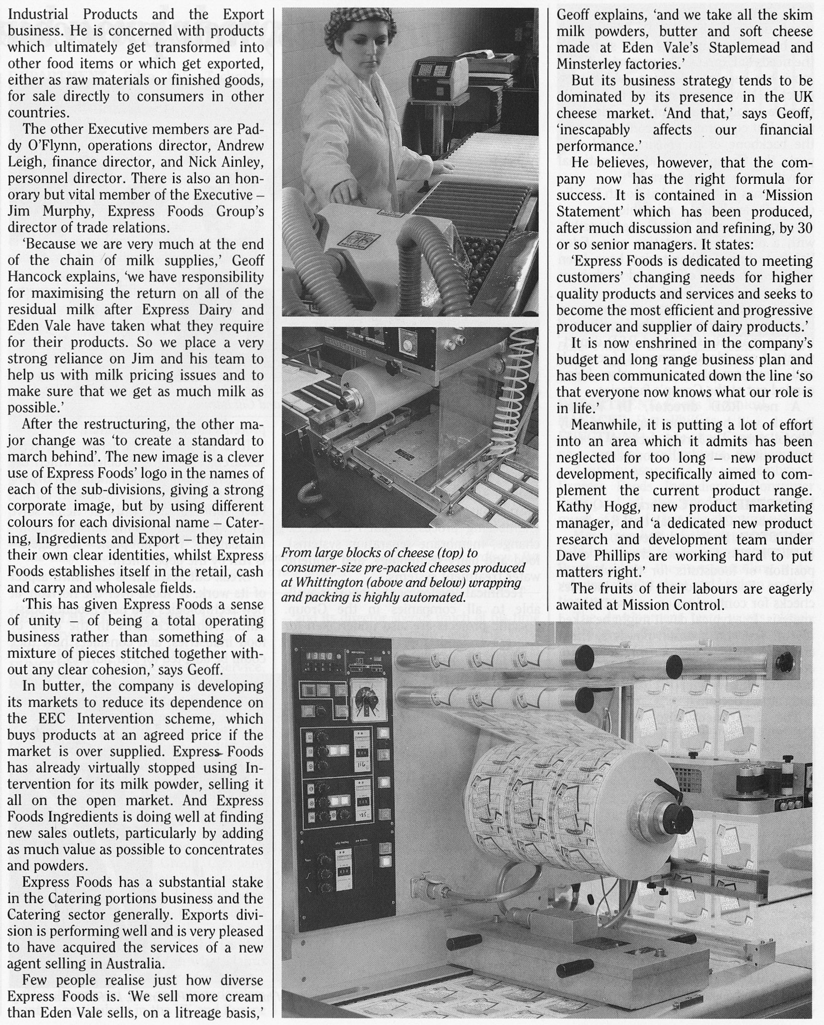 1987 Express Foods mission following the acquisition of Reece's of Malpas