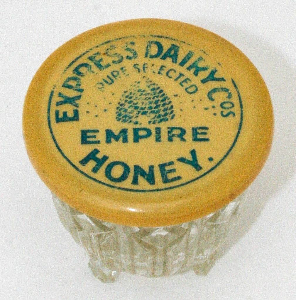 1940's Express Dairy 'EMPIRE HONEY' jar. (Courtesy Milkmark Mark Hudson, Real Diggers FB Group)