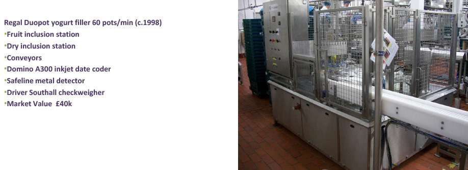 2012 Minsterley: Yogurt Processing &amp; Packing Equipment-Regal RP12 Duopot filler.  (Greencore Asset Sale on purchase by Muller, Courtesy Paul Bloor)