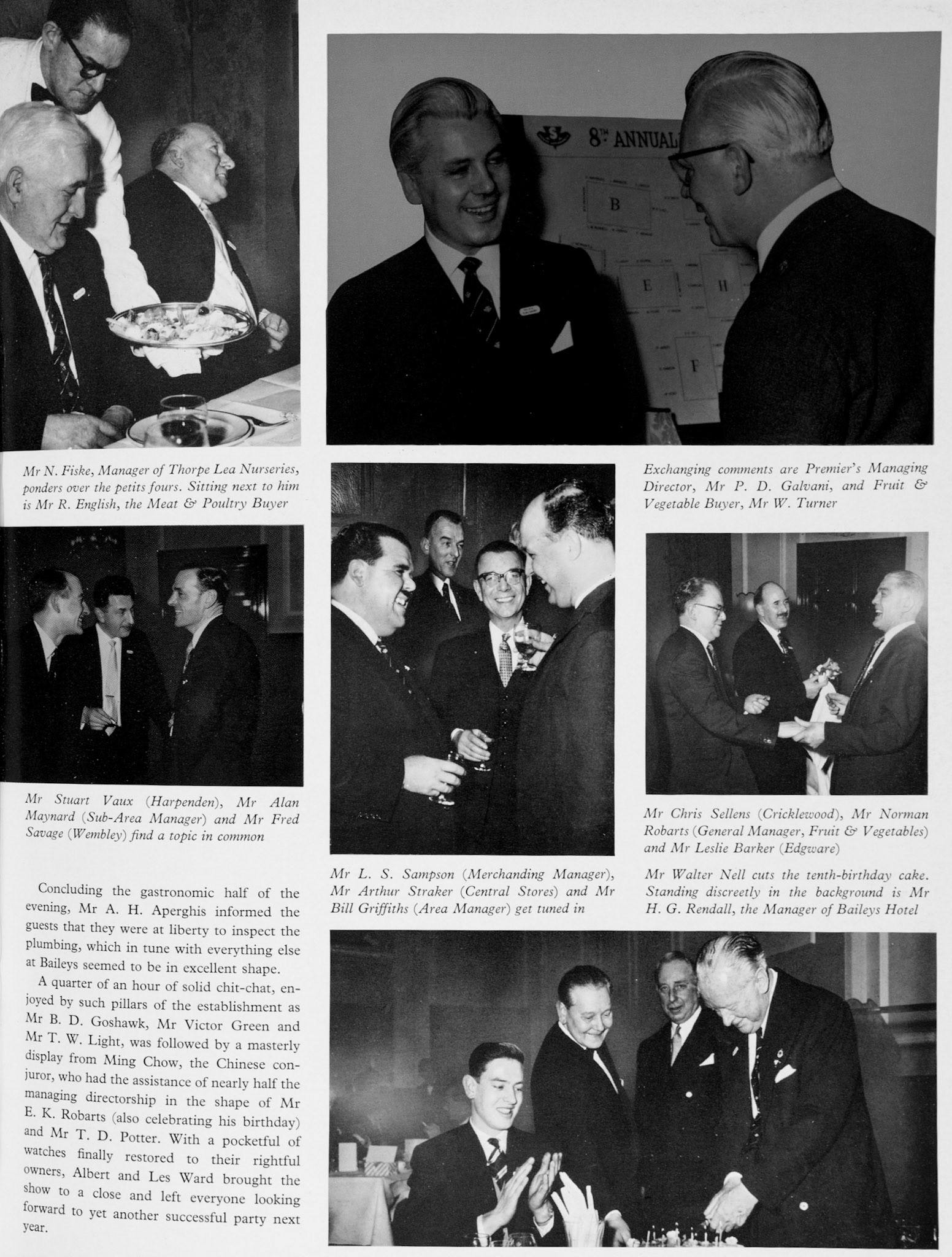1962 Premier Supermarket Manager's dinner at Bailey's Hotel. (Express News Spring)