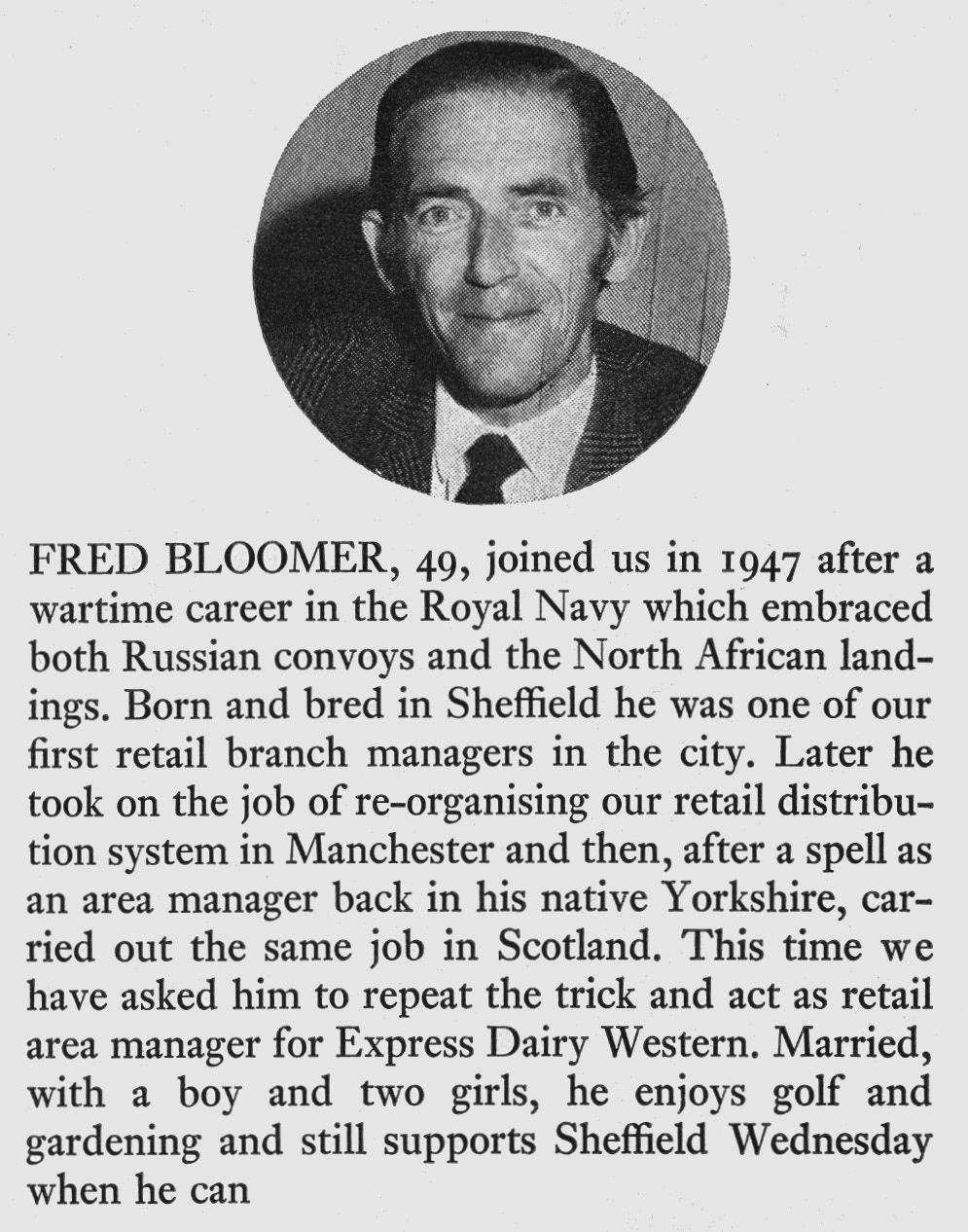 1972 Recent Appointments- Fred Bloomer, Retail Area Manager, Didcot. (Express News Autumn)