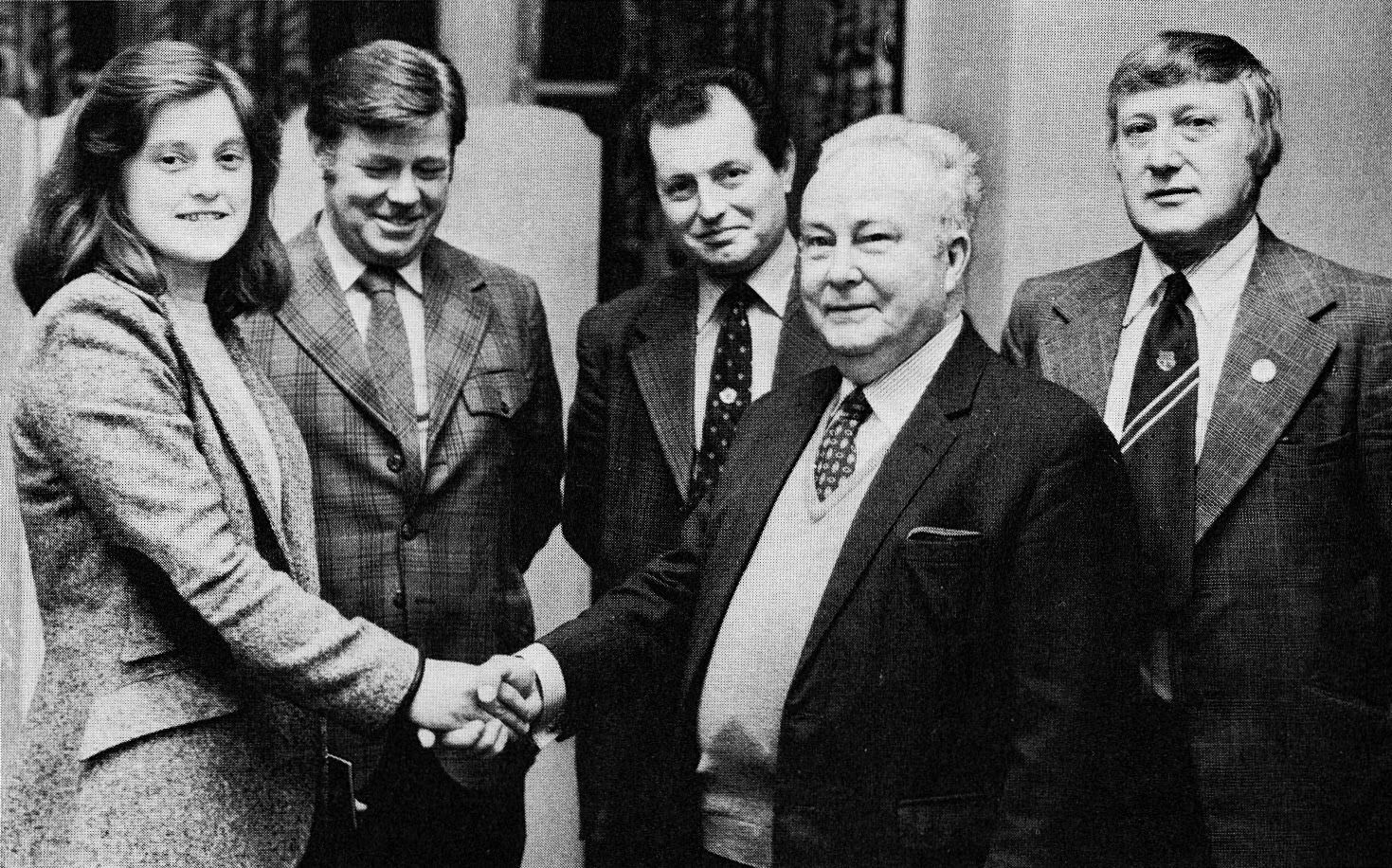 1978 Jayne Radley, a clerk at Barnsley depot receiving some well deserved congratulations on becoming a fully-fledged F.A. referee. She does in fact play for a nearby ladies football team and is an ardent supporter of Manchester United. Jayne at 19 must be one of the youngest refs in the country and passed her exams with flying colours. Shaking her hand is district secretary George Deakin who speaks well of the two women referees already beginning to make a name for themselves in Class 3 of the Sheffield area. (Express News Summer)
