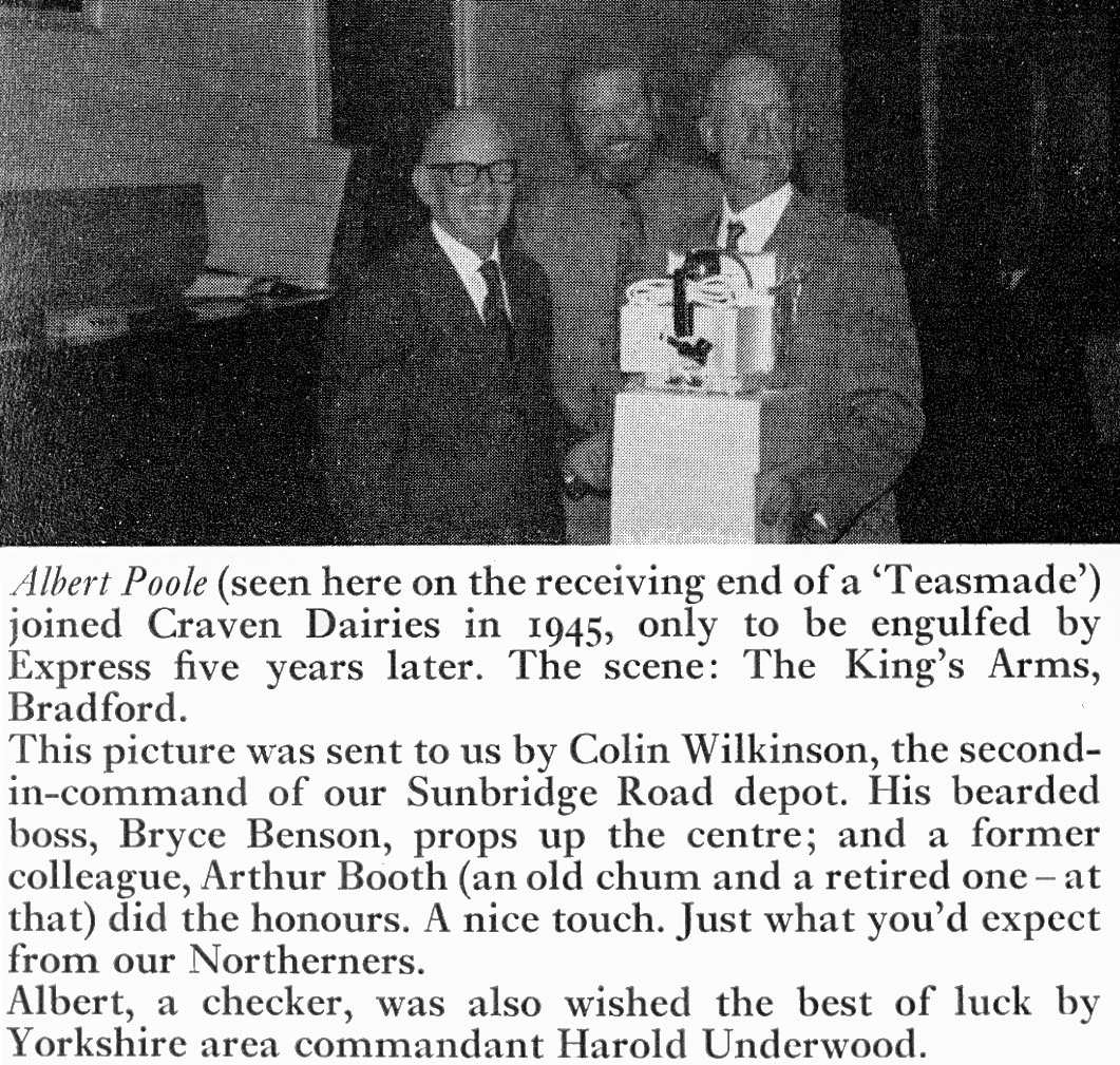 1973 Bradford milkman Albert Poole retires after almost 30 years. (Express News Summer)