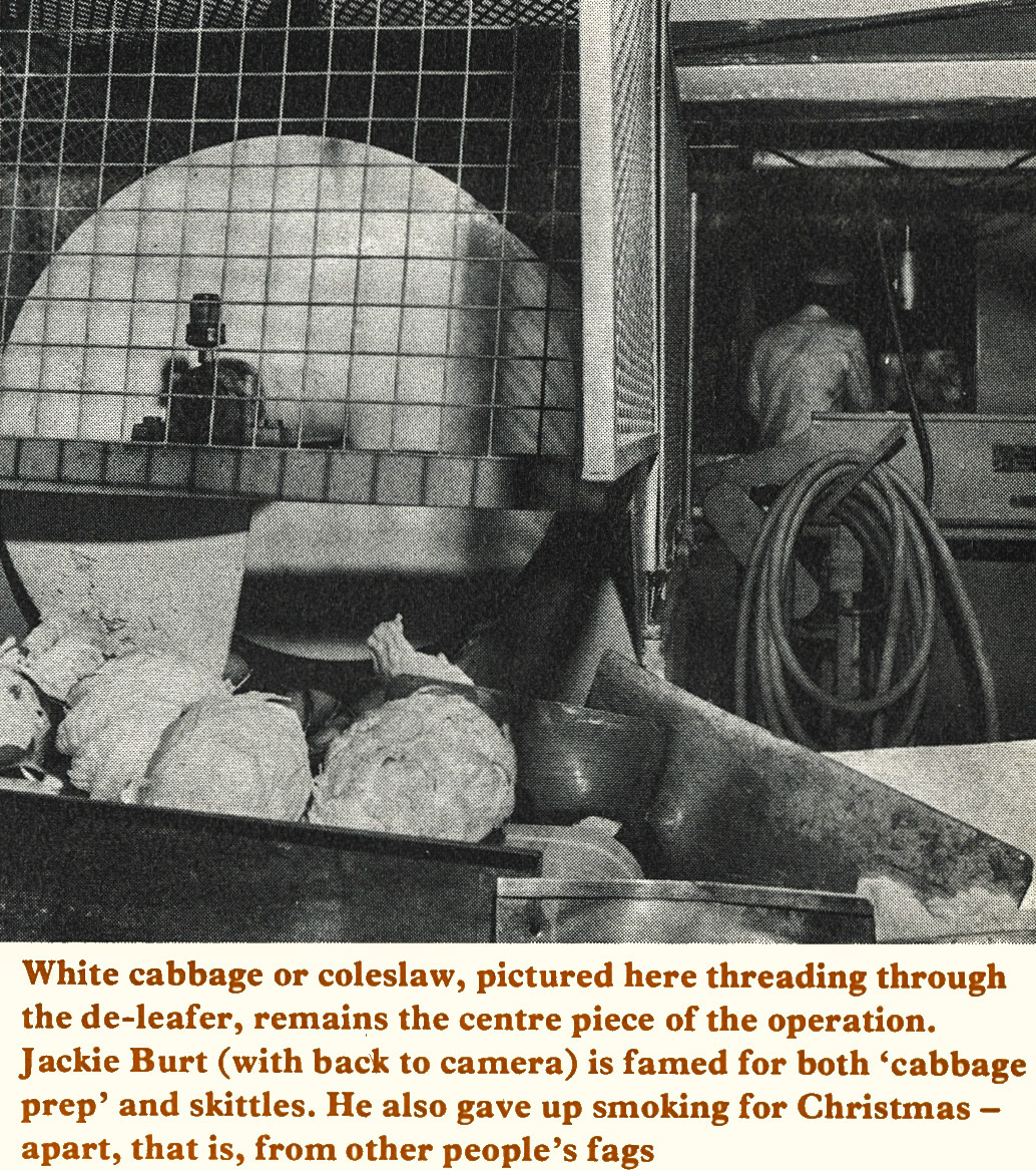 1977 Milborne St Andrew staff-Jackie Burt at the shredder. (Express News Summer)