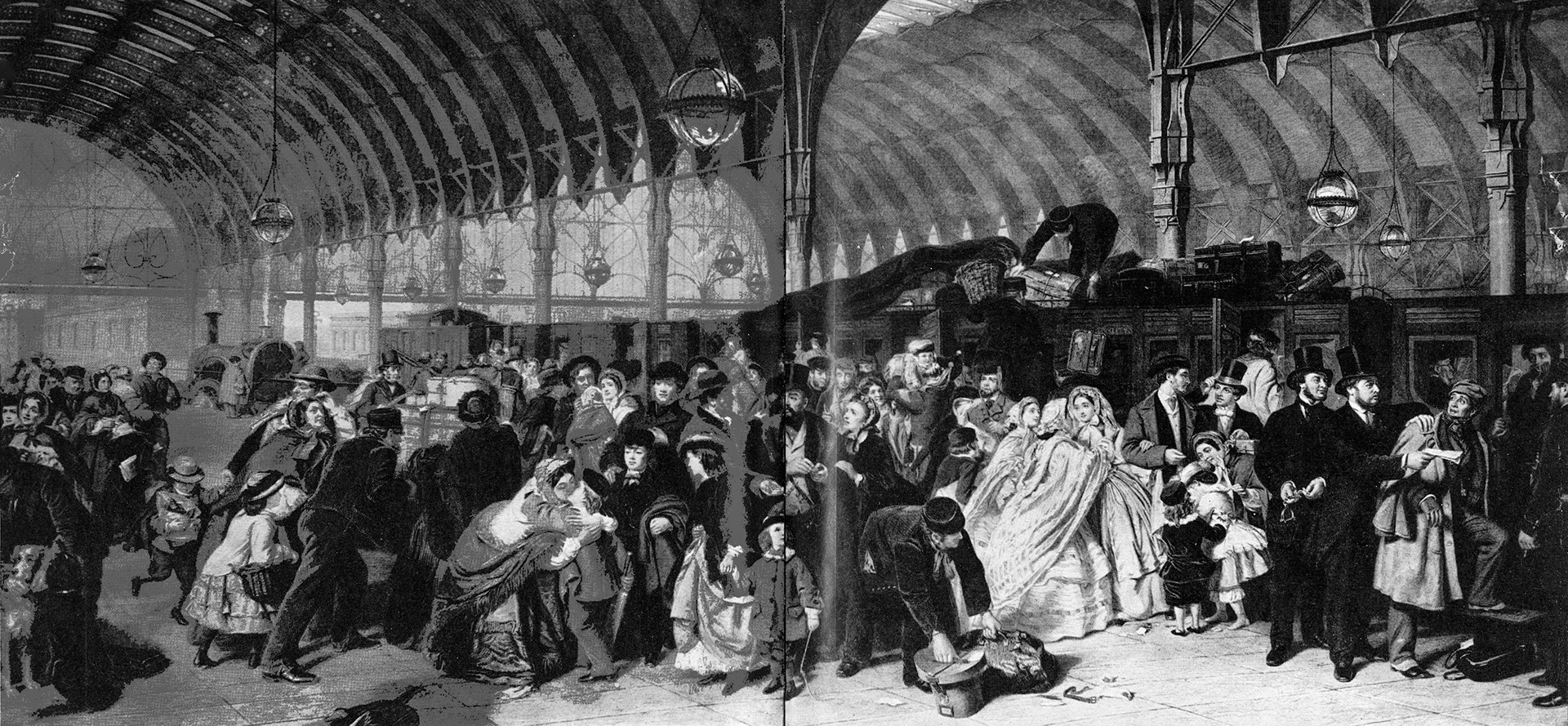 1862 Paddington Station, just before the engine on the left created history by drawing churns of raw milk into London on behalf of the newly formed Express Country Milk Company. (1960 Picture Set from Express News Christmas edition)