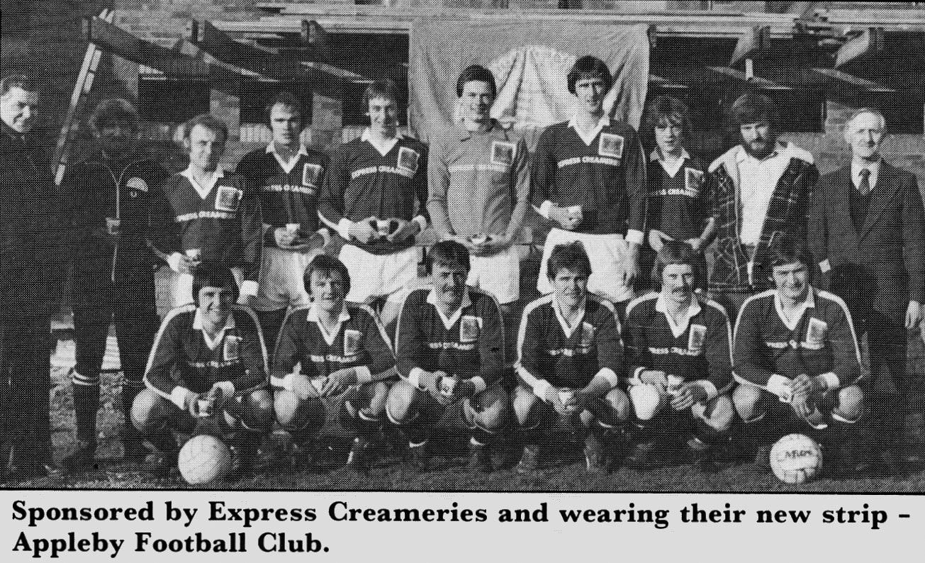 1982 Appleby AFC football club, sponsored by Express Creameries.  (Express News February)