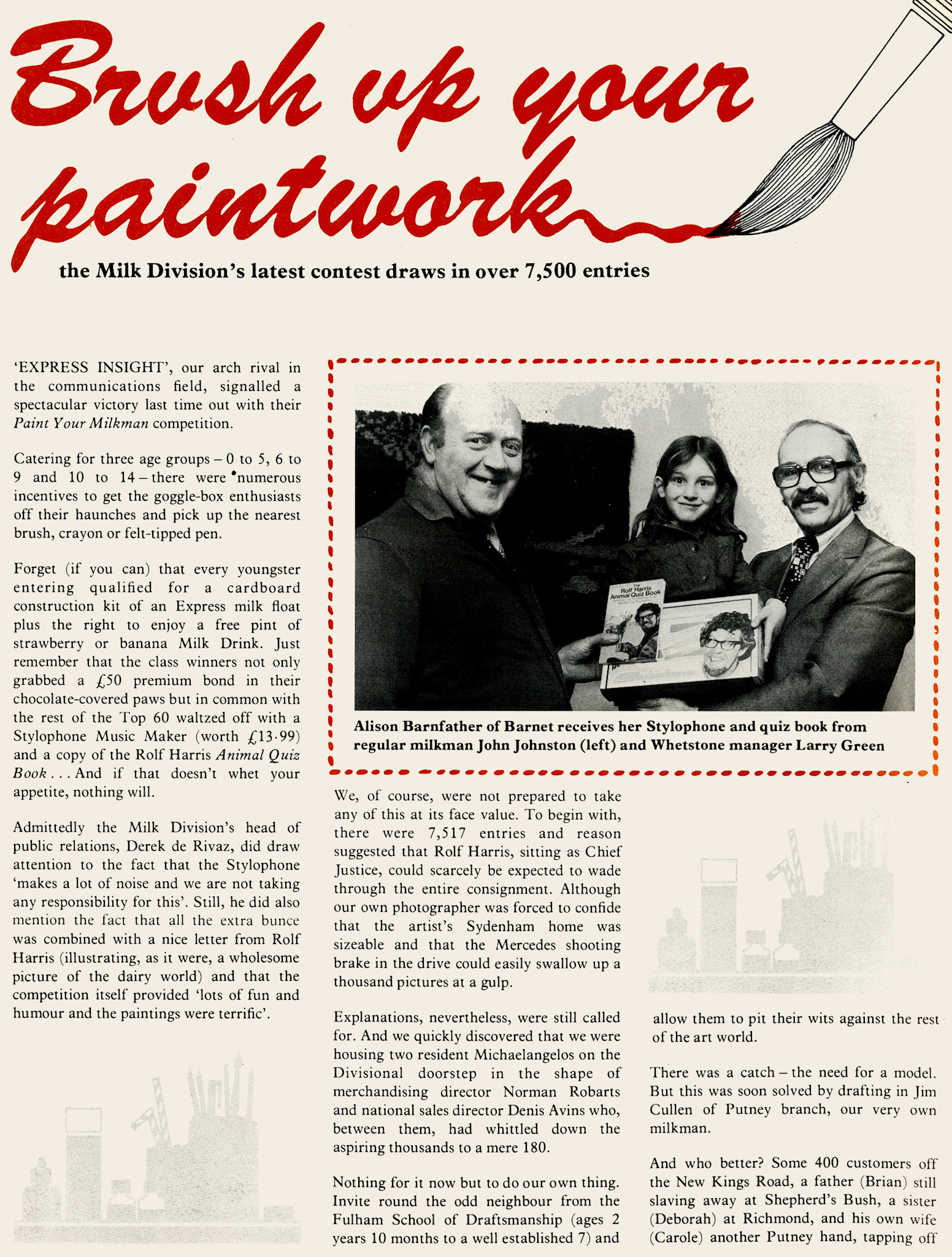 1978 'Paint your Milkman' competition. (Express News Summer)