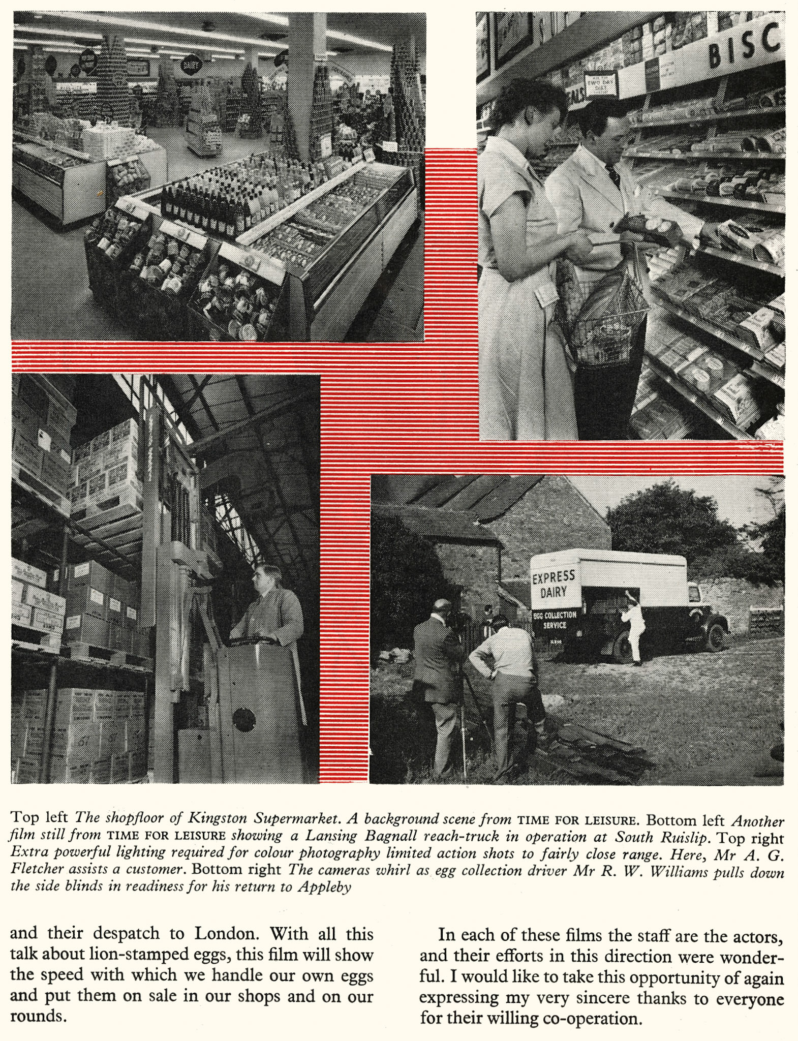1957 Public Relations Officer F.A. Barker explains the making of films for Express Dairy. (Express News March)