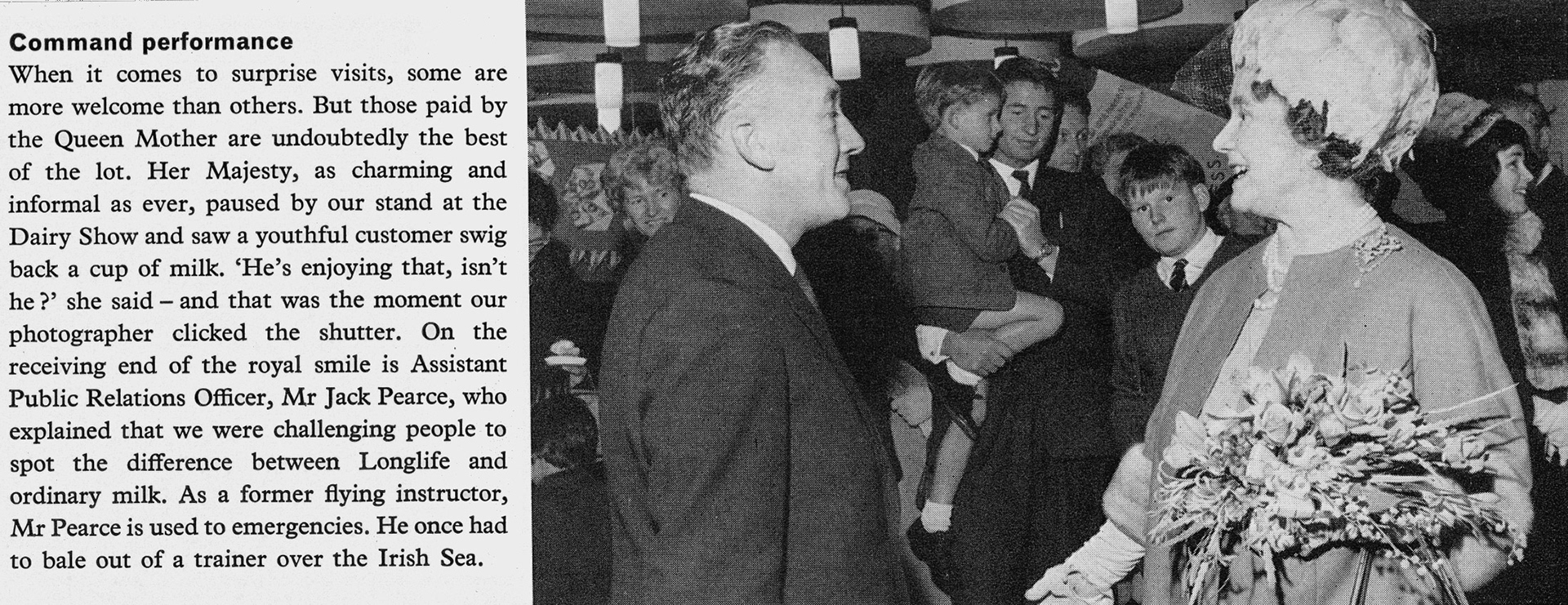 1967 The Queen Mother with Jack Pearce at the Royal Dairy Show.  (Express News Spring)