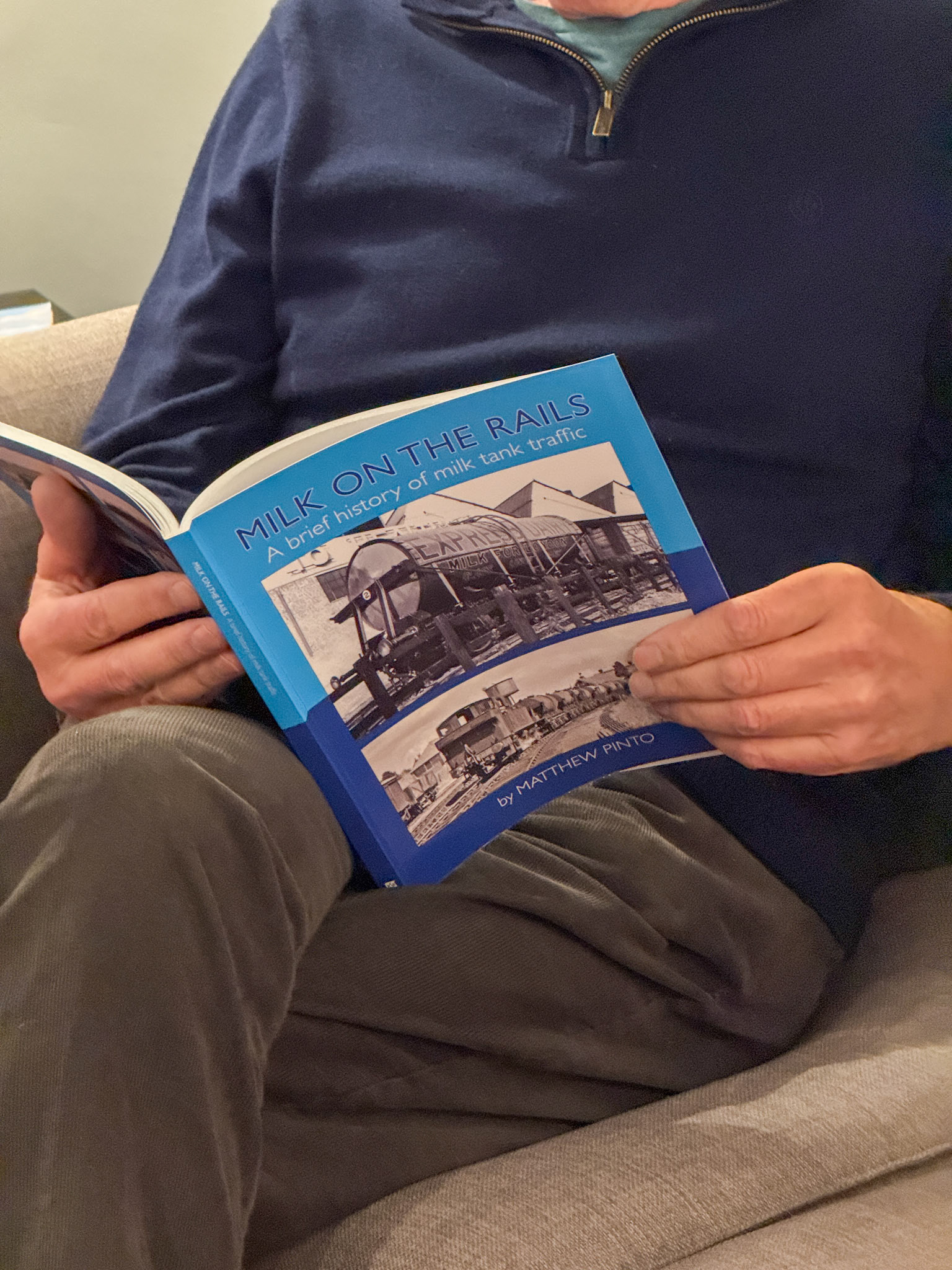 2024 Peter Roper  enjoying Matthew Pinto's new book 'Milk on the Rails - A brief history of milk tank traffic'. Superbly written and produced, full of great illustrations, Matt's book is a must for all interested in the history of the milk trade. Express sites featured include Appleby, Billinghurst, Bollo Lane (Acton), Crediton, Cricklewood, Eltham, Faringdon, Frome, Horam, Lapford, Leyburn, Morden, Pipegate, Rossmore Road, Rowsley, Sanquhar, Seaton Junction and South Ruislip.