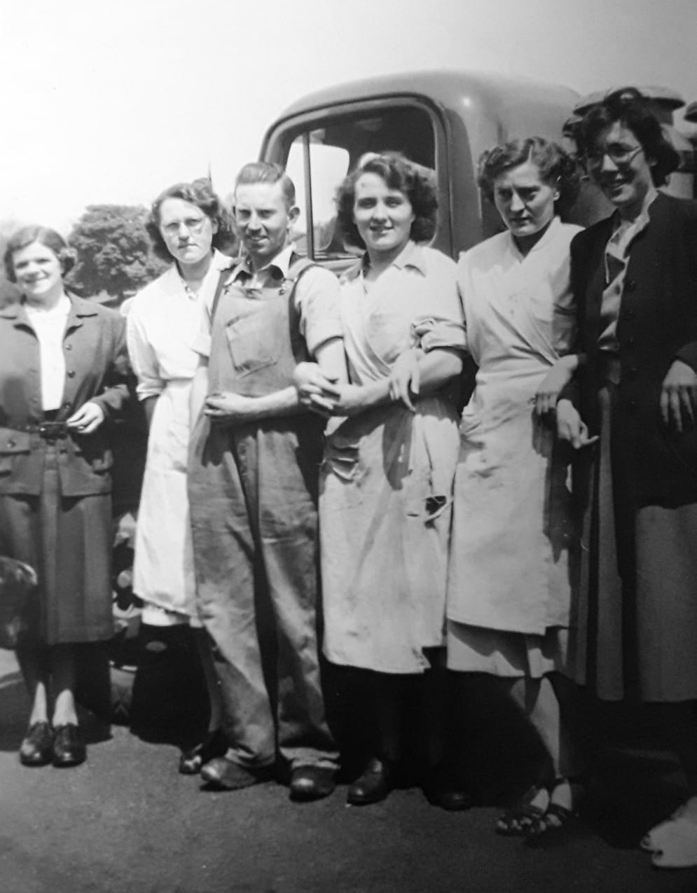 1950's? Appleby, Ron Richardson comments "Express Dairy-my mam Dot Dargue (2nd from right), and my Uncle-Alf Dargue...plus others."