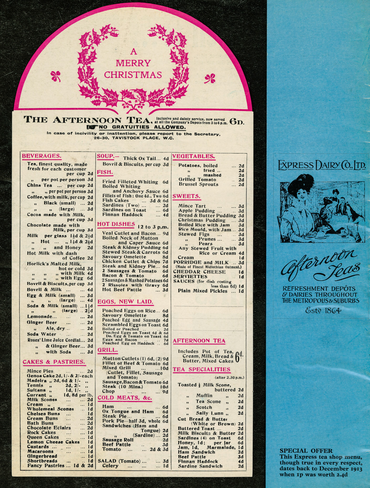 1913 Express Tea Shop menu