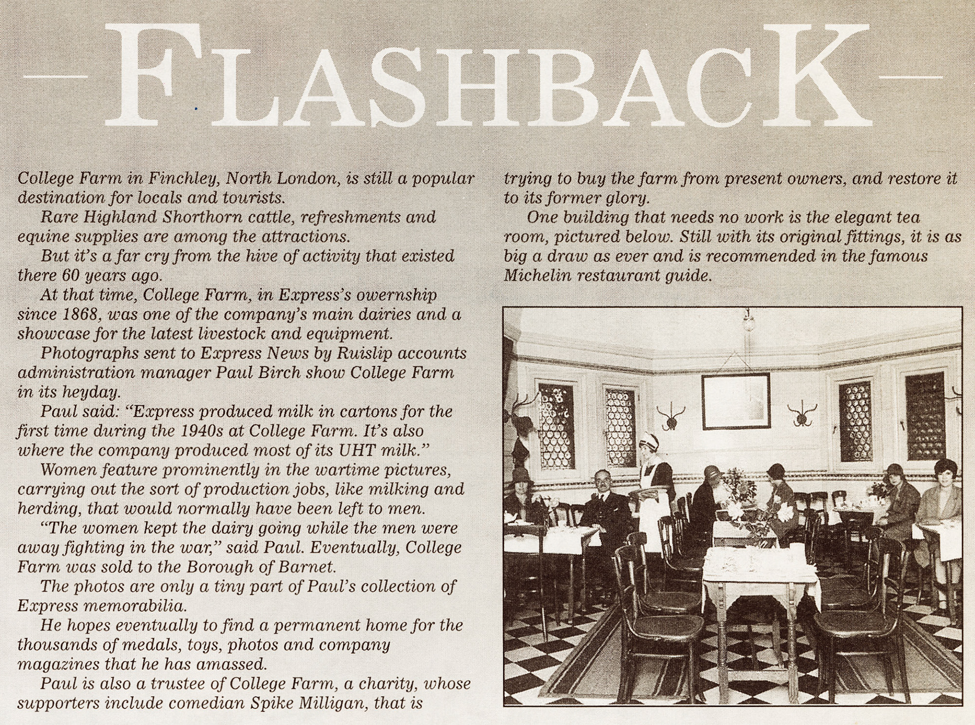 2001 'Flashback' article from February Express News, featuring College Farm. (Courtesy Michael Aldread)