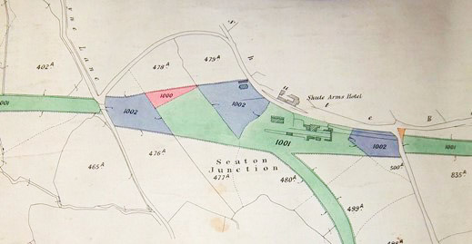 1924 Route of the railway line. (From Seaton Junction History, by Rick Wood)