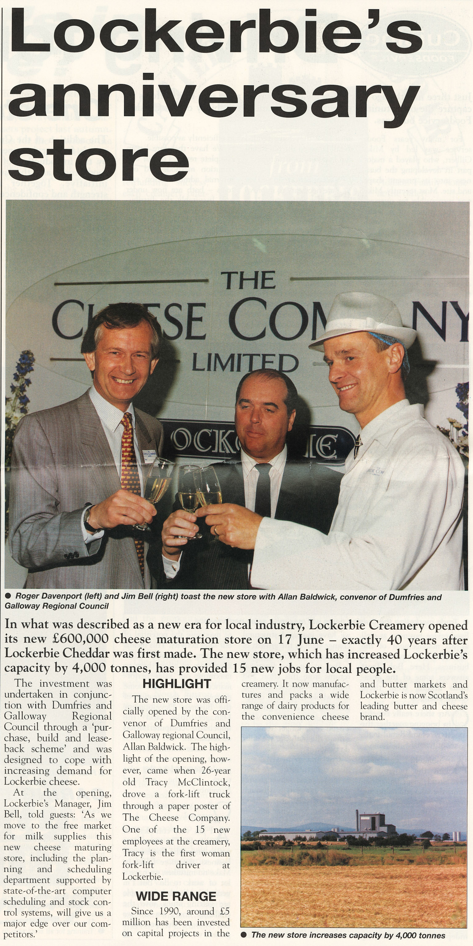 1994 September New Cheese Maturation store opens at Lockerbie-The Cheese Company News