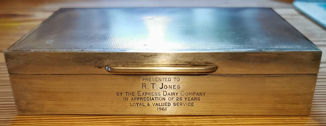 1961 Cigarette Case presented to R.T. Jones, Minsterley after 26 years service. Mike Challinor comments "I worked with Tom in the fitter’s shop for the 7 years I was there-a great chap who I had a lot of respect for. I vividly remember the day I got the phone call in the Canning Line office asking if I still wanted to join Shropshire Fire Brigade. I had a few reservations but sat down with Tom in the workshop and talked it through. I took his advice and handed in my notice that afternoon. He helped me weigh up the pros and cons - always be grateful." Clare Bennett provided these photos on behalf of Ben Samuels and Brian Bennett, Tom's nephews.