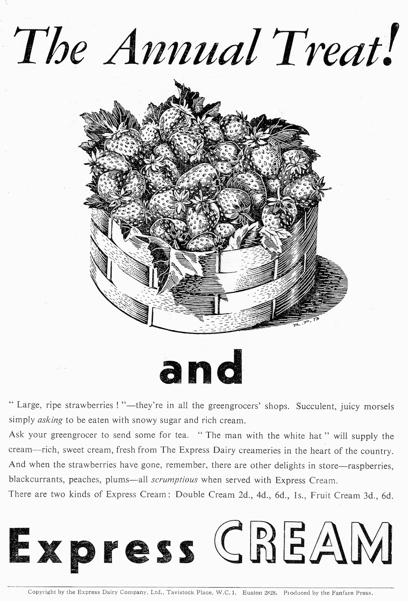 1950's? Express cream advertisement (Courtesy Paul Luke)