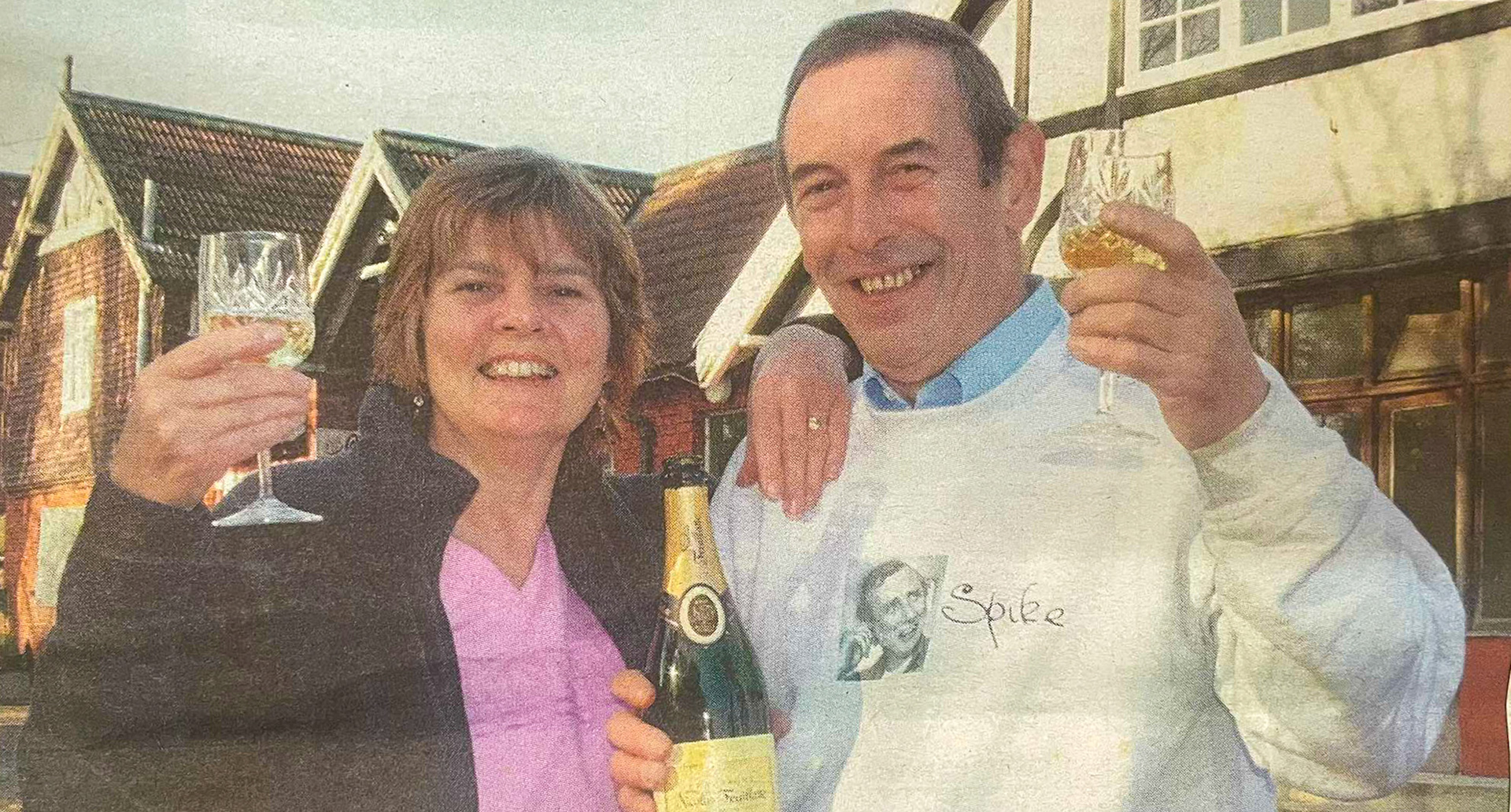 2006 Chris and Jane Ower celebrating 50 years at College Farm. Diane Jackson comments "My Dad was a chauffeur to Walter Nell, the Rolls Royce was garaged behind the farm. We lived in Allandale Avenue, spent many a happy time as a child on the farm in the 1950s." Sue Wood adds "We lived on College Farm a long, long time ago. Thank you." Tracey Clutton comments "You have given so many people wonderful memories that will be treasured...thank you. JP Durham remembers "I spent fabulous times visiting College Farm with children in playgroup." (Photo: Hendon &amp; Finchley Times Newspaper, 2026 post from College-Farm Finchley FB Group)