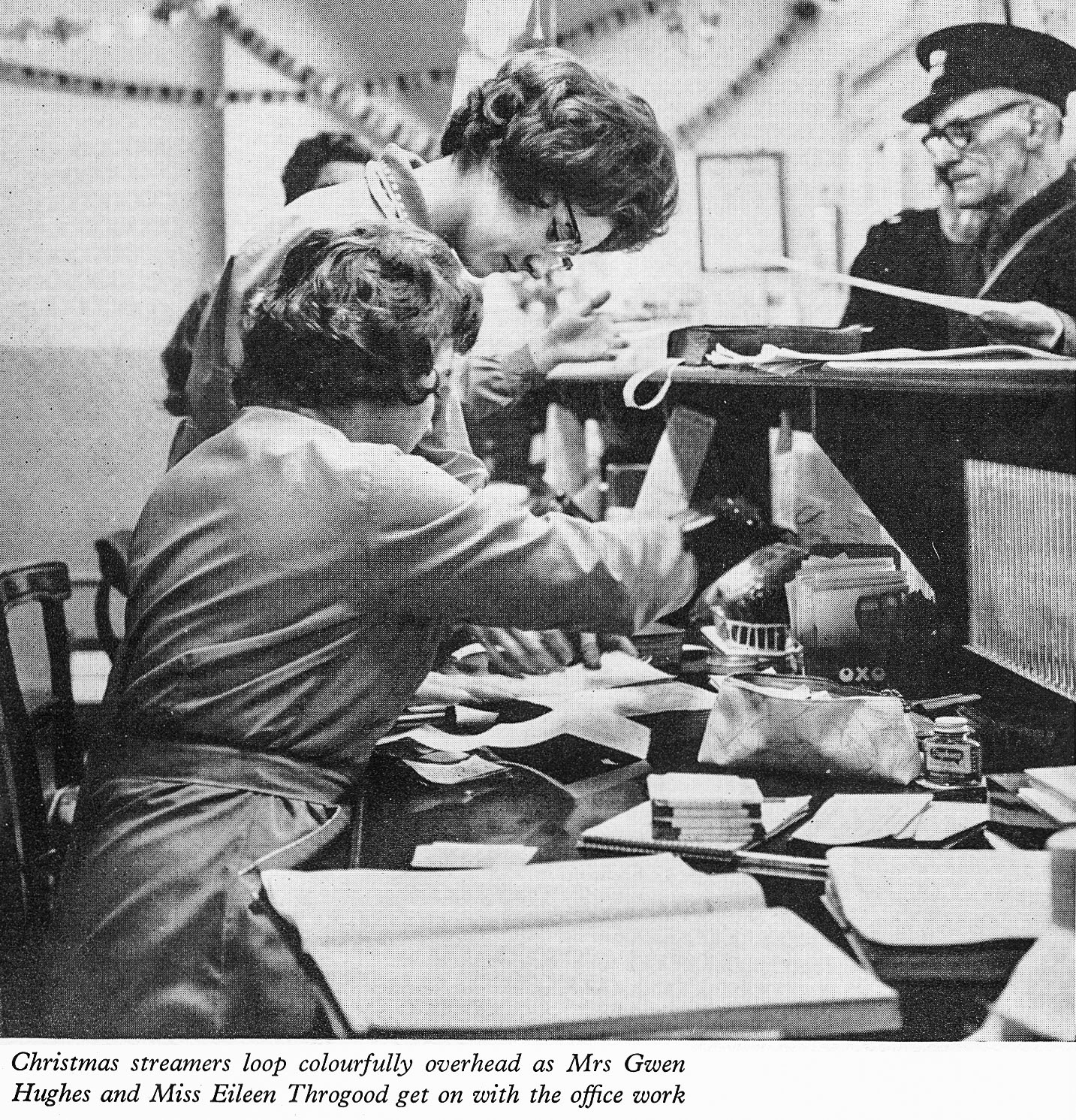1961 West Green Road, Tottenham-Gwen Hughes amd Eileen Throgood in the office. (Express News Spring 1961)