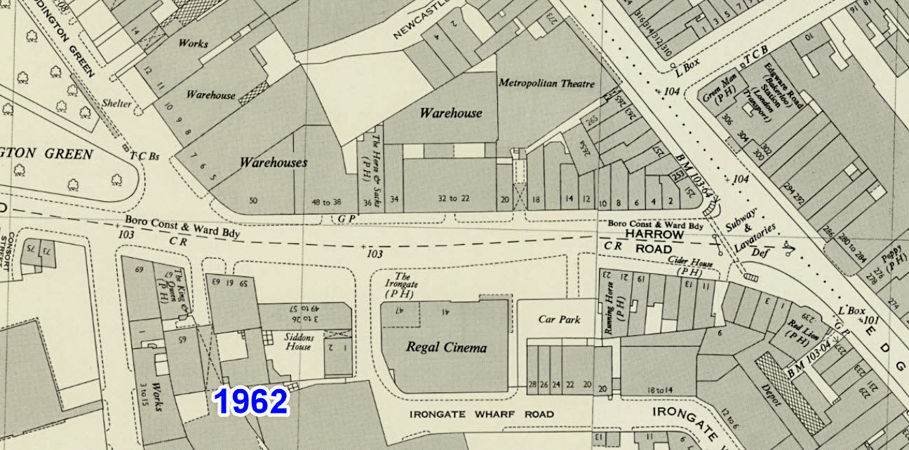 1962 map showing location of IMS, Harrow Road. (National Library of Scotland)