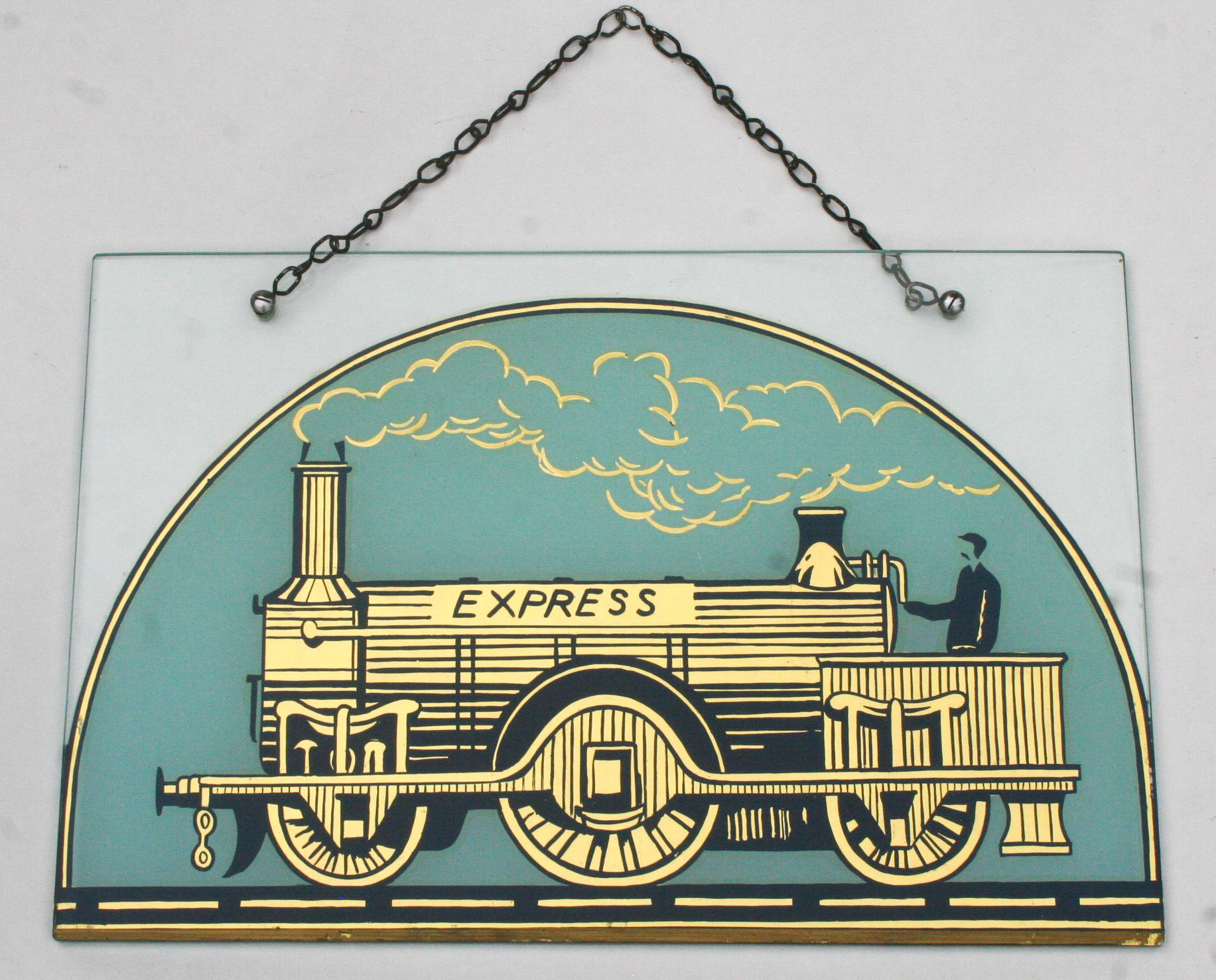 Glass plate sign with the original trade mark of Express Dairy - measures 46cm. x 30.5cm. (Courtesy Mark Hudson, Real Diggers FB Group)