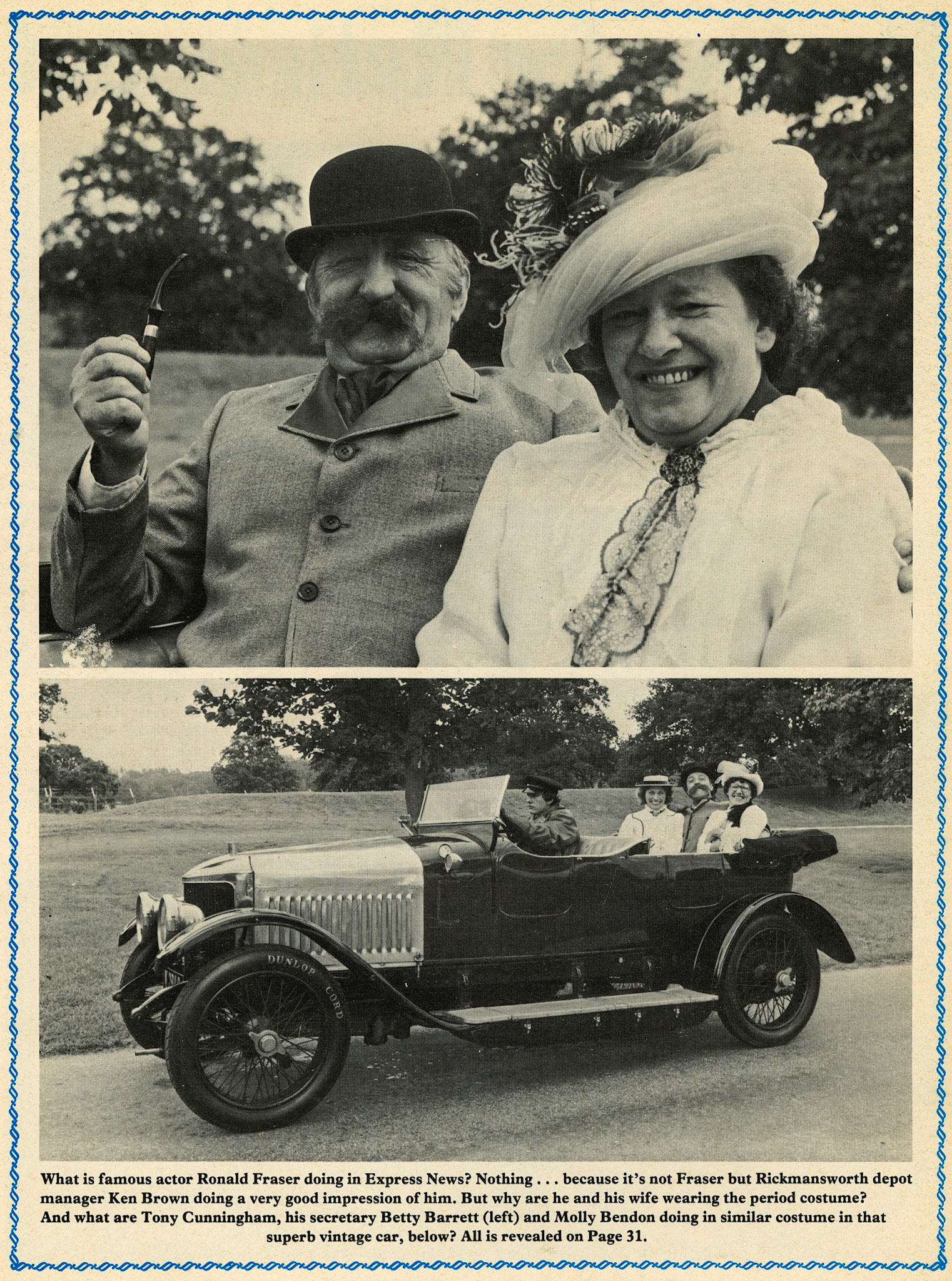 1980 Rickmansworth Depot Manager Ken Brown doing an impression of famous actor Ronald Fraser. Together with Tony Cunningham and his secretary Betty Bartlett, and Molly Bendon.