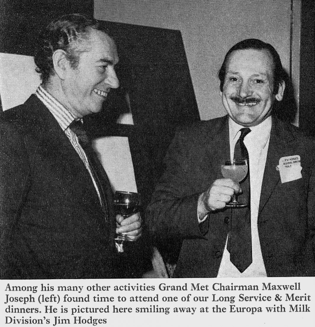 1973 Maxwell Joseph with Jim Hodges at the Europa Hotel Long Service Dinner. (Express News Summer)