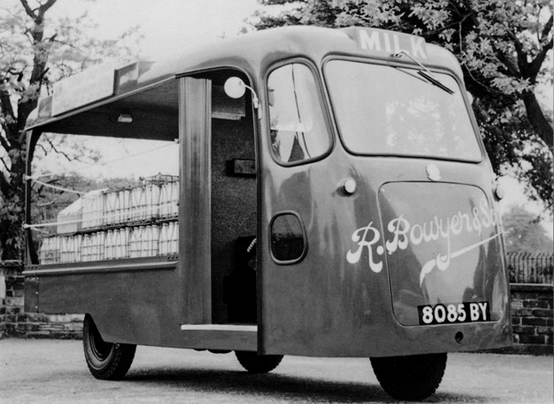 1950's? Bowyer's first Wales and Edwards electric milk float. (Courtesy Hilary McCluskey/Bowyer)