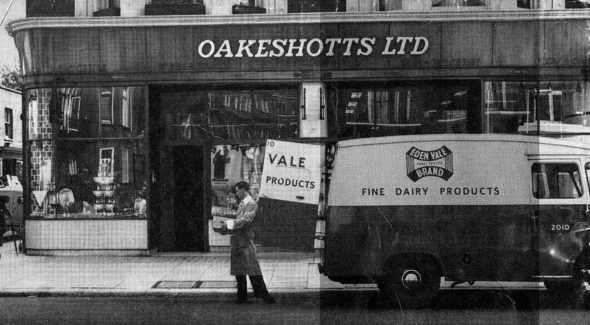 1958 Eden Vale products being delivered to Oakeshotts of Sloane Street, SW1 by Mr Ted Surridge. He also makes deliveries to Lyons Corner House in Coventry Street W1, John Barnes in Finchley Road and Harrods, Knightsbridge. (Express News September)