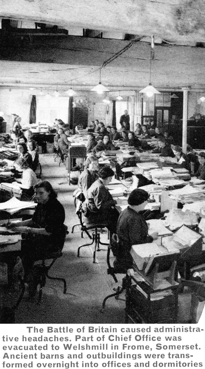 1940 Temporary Chief Office at Welshmill, Frome, Somerset. (Express News Christmas 1967)