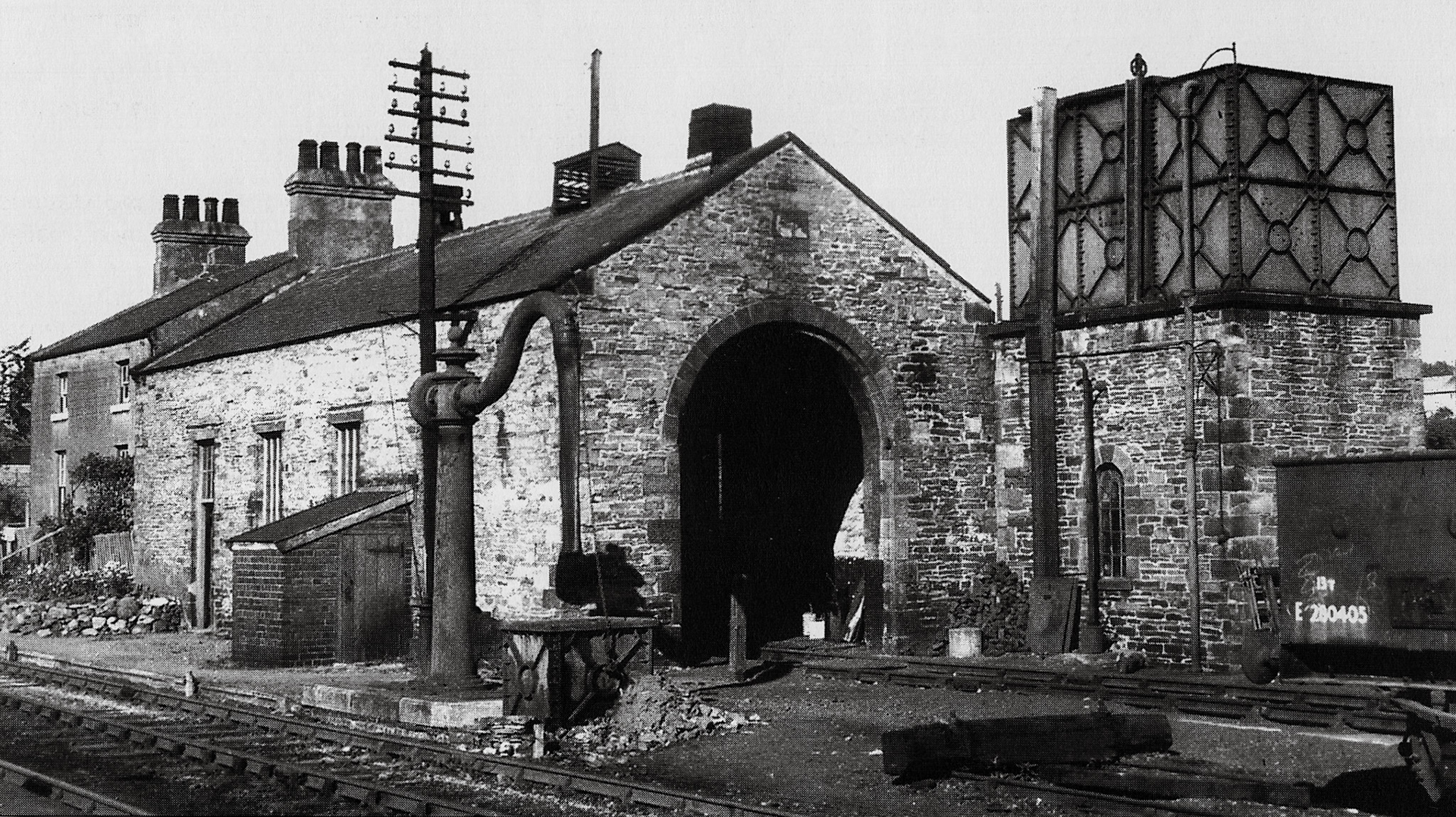 1964 Leyburn engine shed, water tower and turntable. (From 'The Wensleydale Railway', Author Christine Hallas, published  2004)