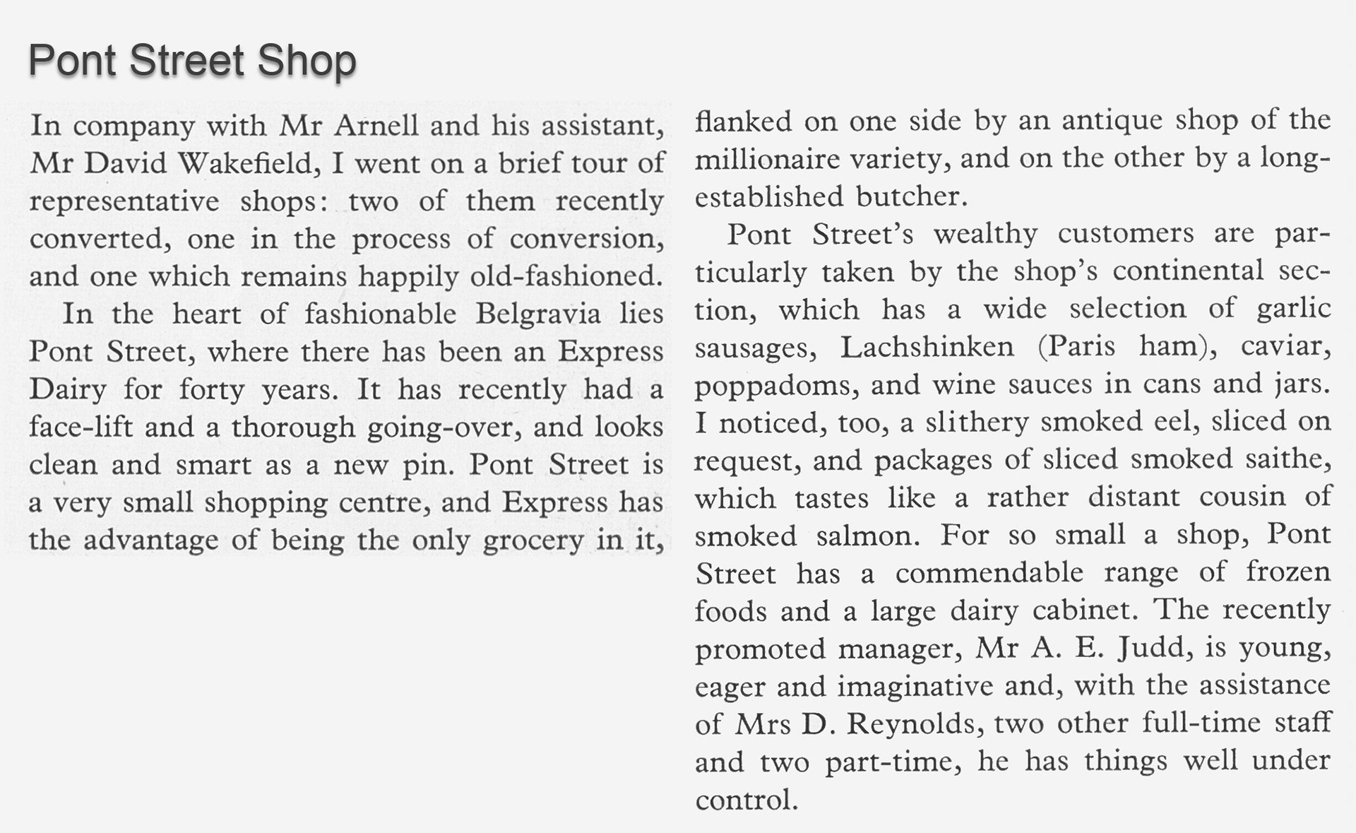 1961 Pont Street, Belgravia shop visit, from Express News shops feature (Express News Summer)