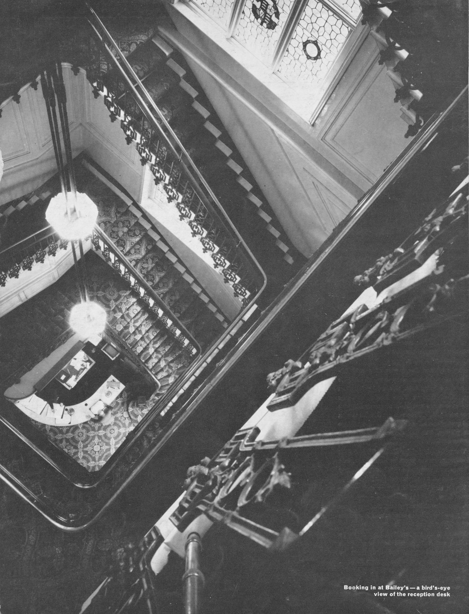 1966 Bailey's Hotel Kensington reception desk