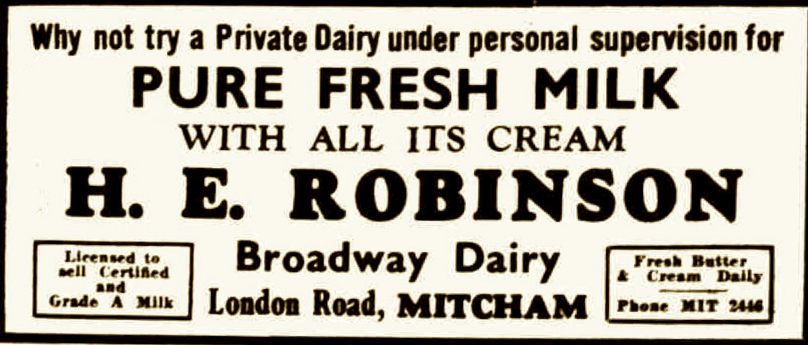 1936 Mitcham Shopping Week advertisement. (Courtesy Mitcham History Notes, Courtesy of THE BRITISH LIBRARY BOARD)