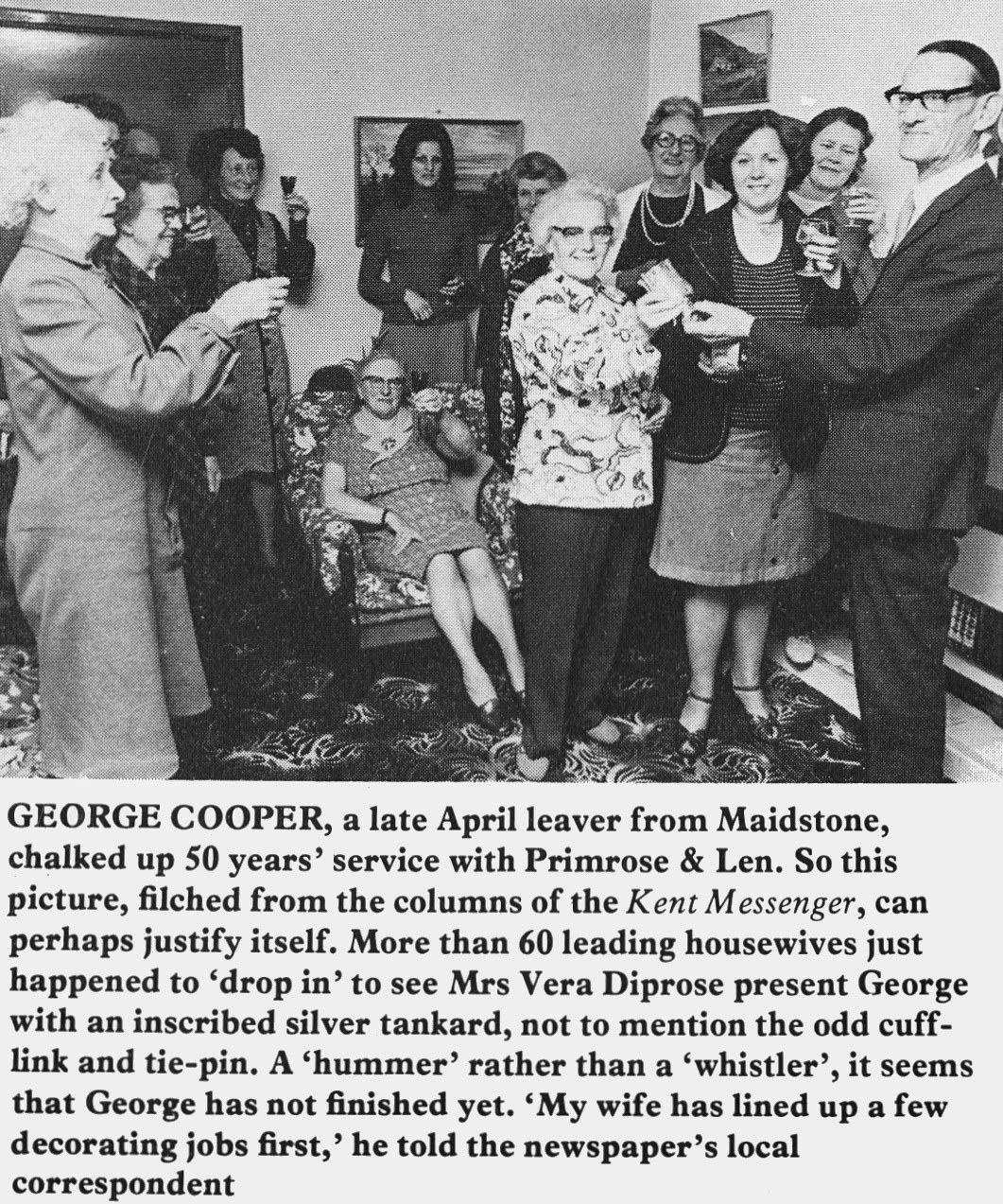 1977 Primrose and Len milkman George Cooper retires after 50 years. (Express News Summer)