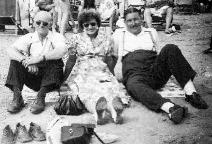 1954c Margate, Barry Raymond comments "My dad on the right with their parents Jack &amp; Madge Coker, actually John &amp; Margaret. (Courtesy Barry Raymond)