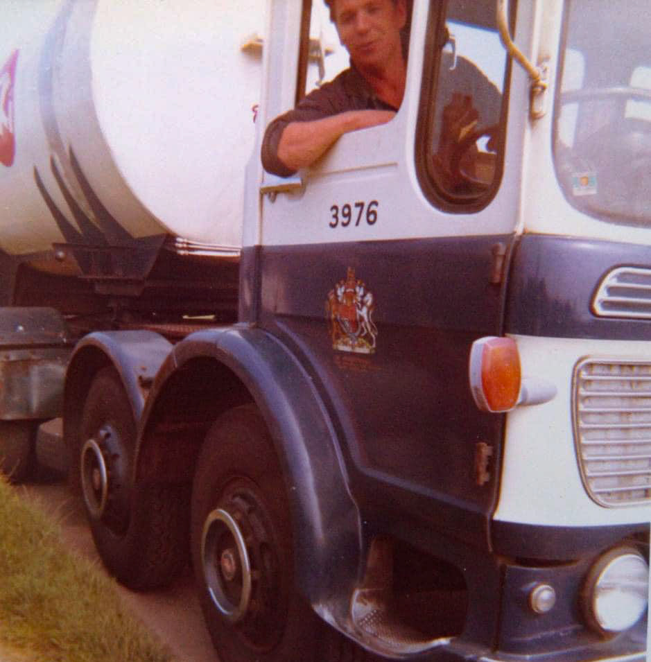 1983 Minsterley. Gordon Ruff in his Express Dairy tanker (Courtesy Lorraine Fletcher)