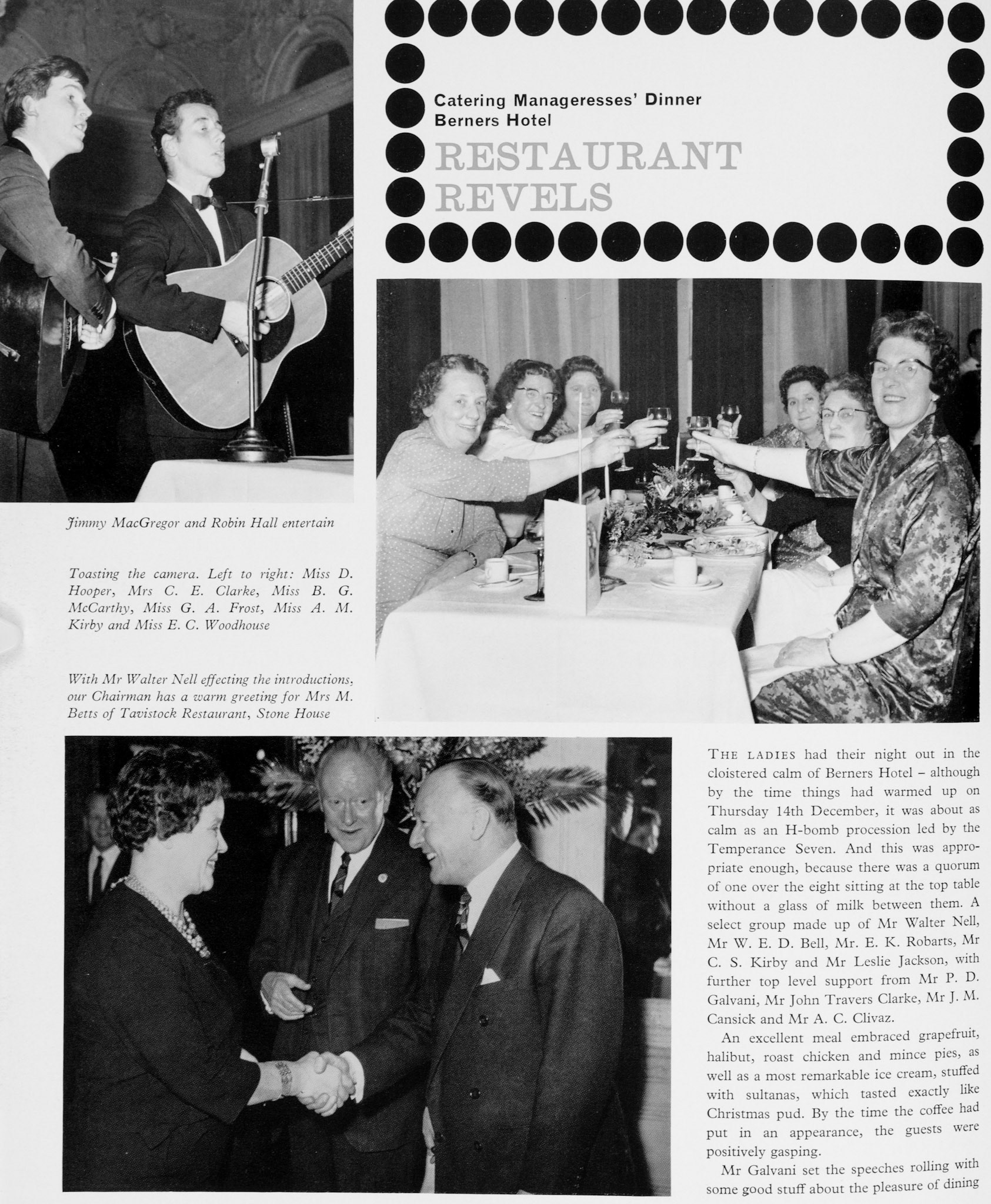1962 Catering Manageresses' dinner at the Berners Hotel. (Express News Spring)
