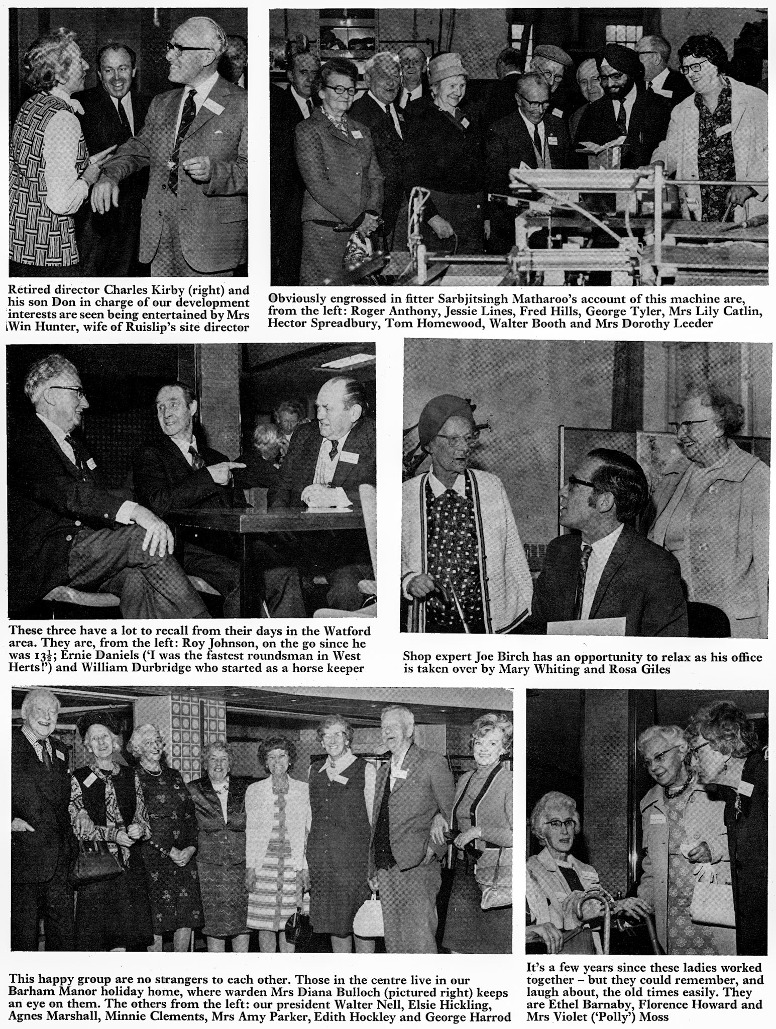 1974 North London pensioners visit Ruislip, organised by Derek de Rivaz and helped by Don Kirby, Sarbjitsingh Matharoo and Joe Birch.