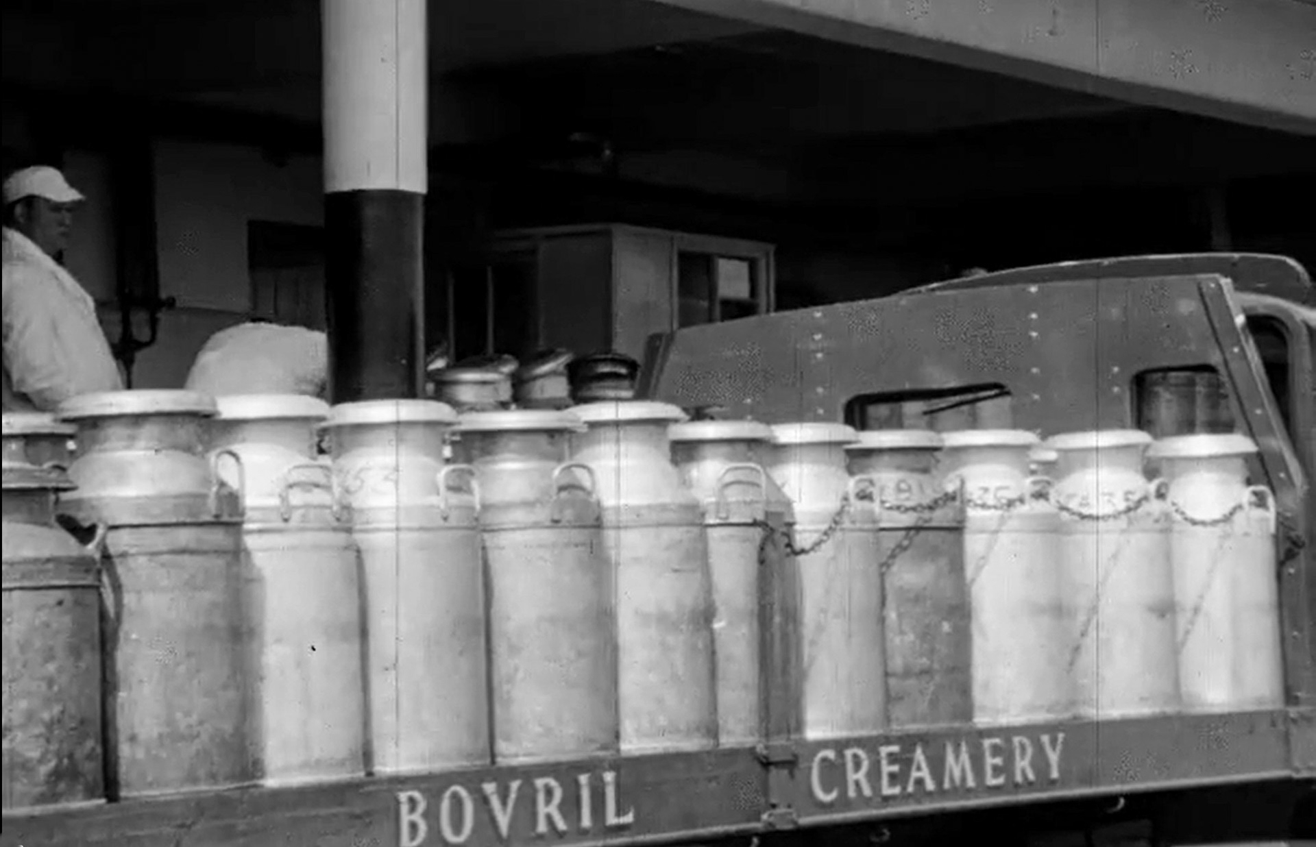 1964 Staff from Magheralin Creamery visit Bovril's Lifton site. (Stills courtesy Broadcasting Authority of Ireland, Department for Communities, ITV, UTV Archive)